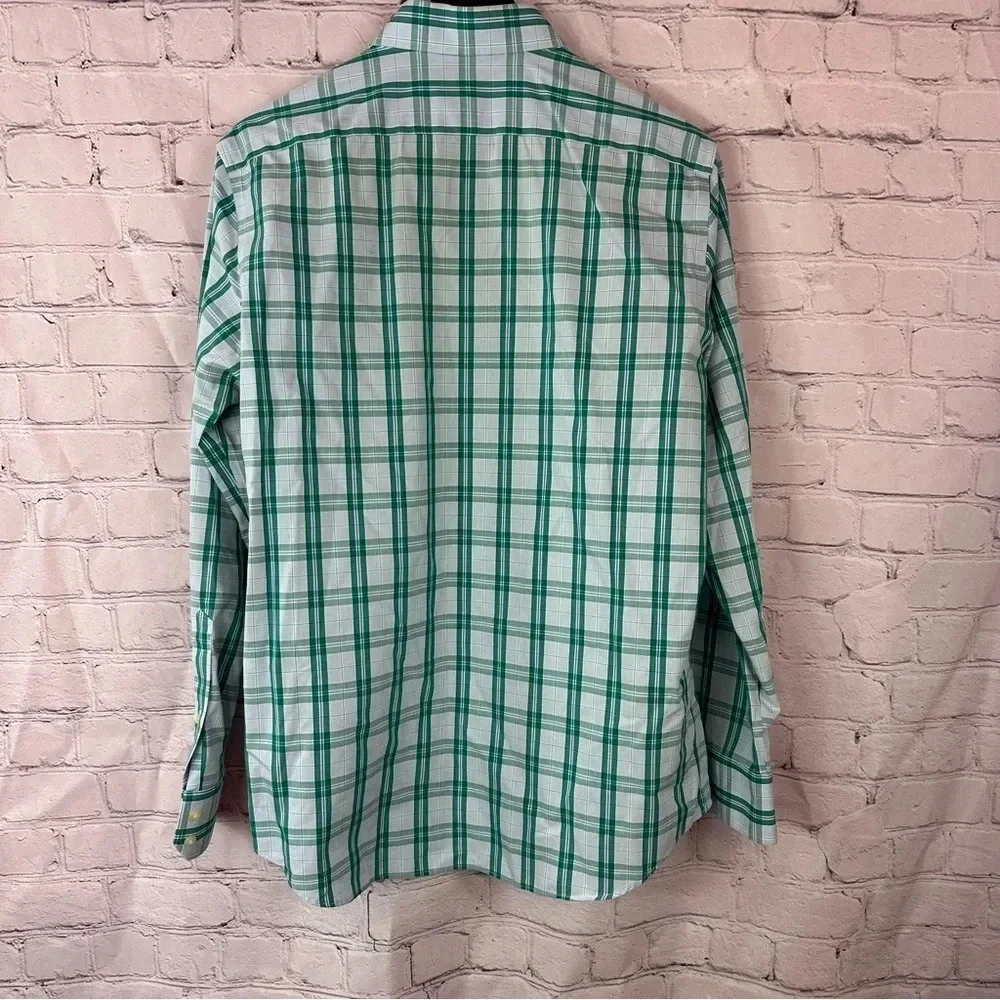 banana republic non-iron slim fit long sleeve shirt sz medium plaid office